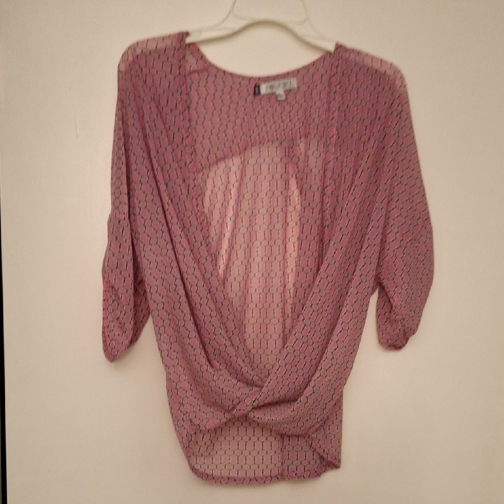 Jennifer Lopez Pink Geometric Blouse